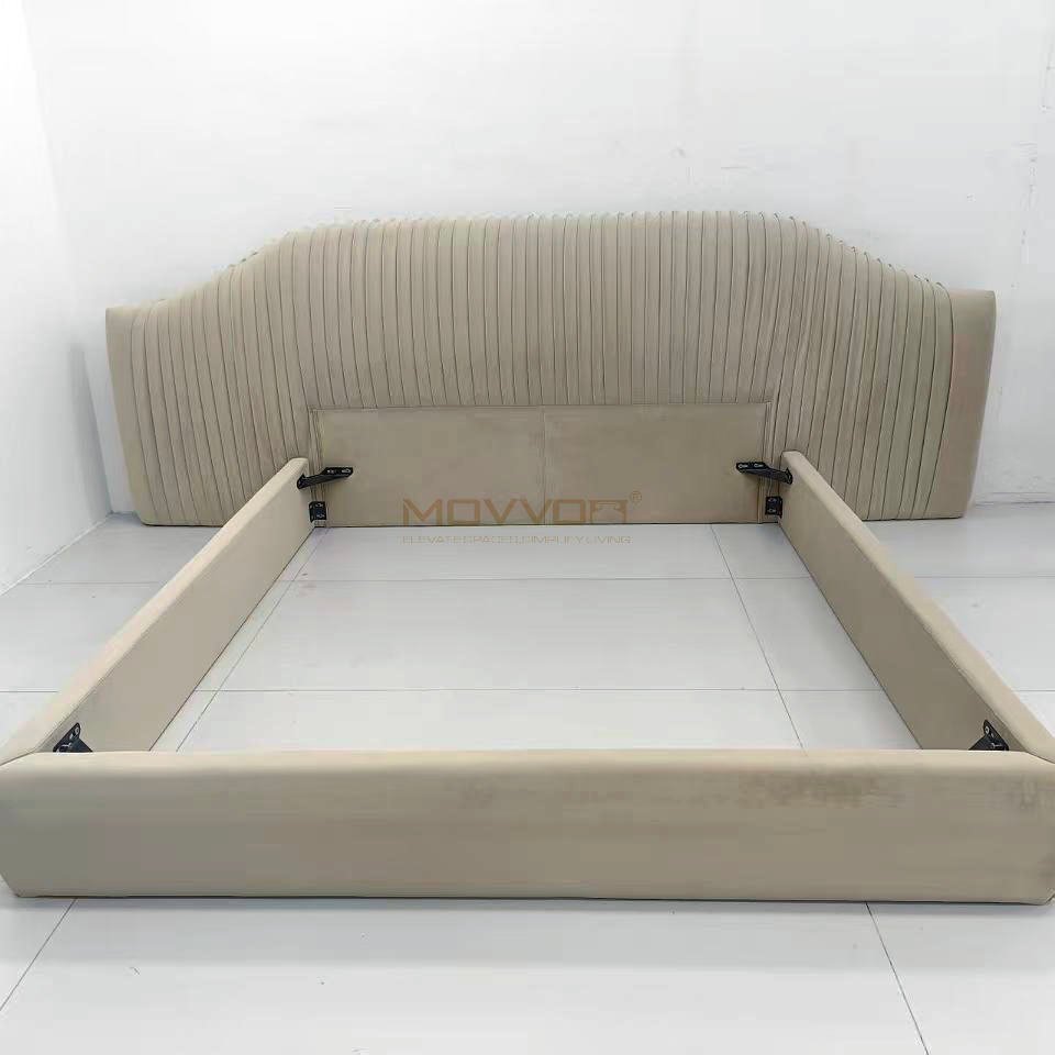 Arched Channel Upholstered Bed with Wide Low Platform Frame
