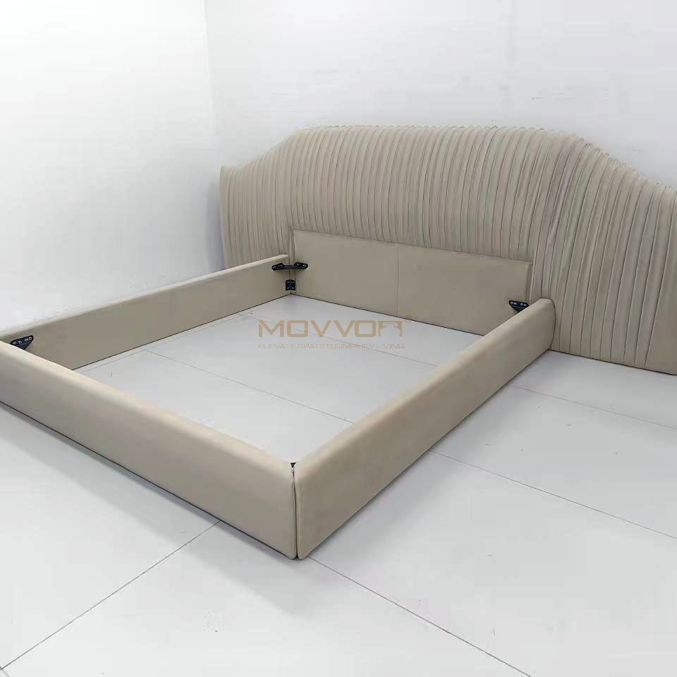 Arched Channel Upholstered Bed with Wide Low Platform Frame