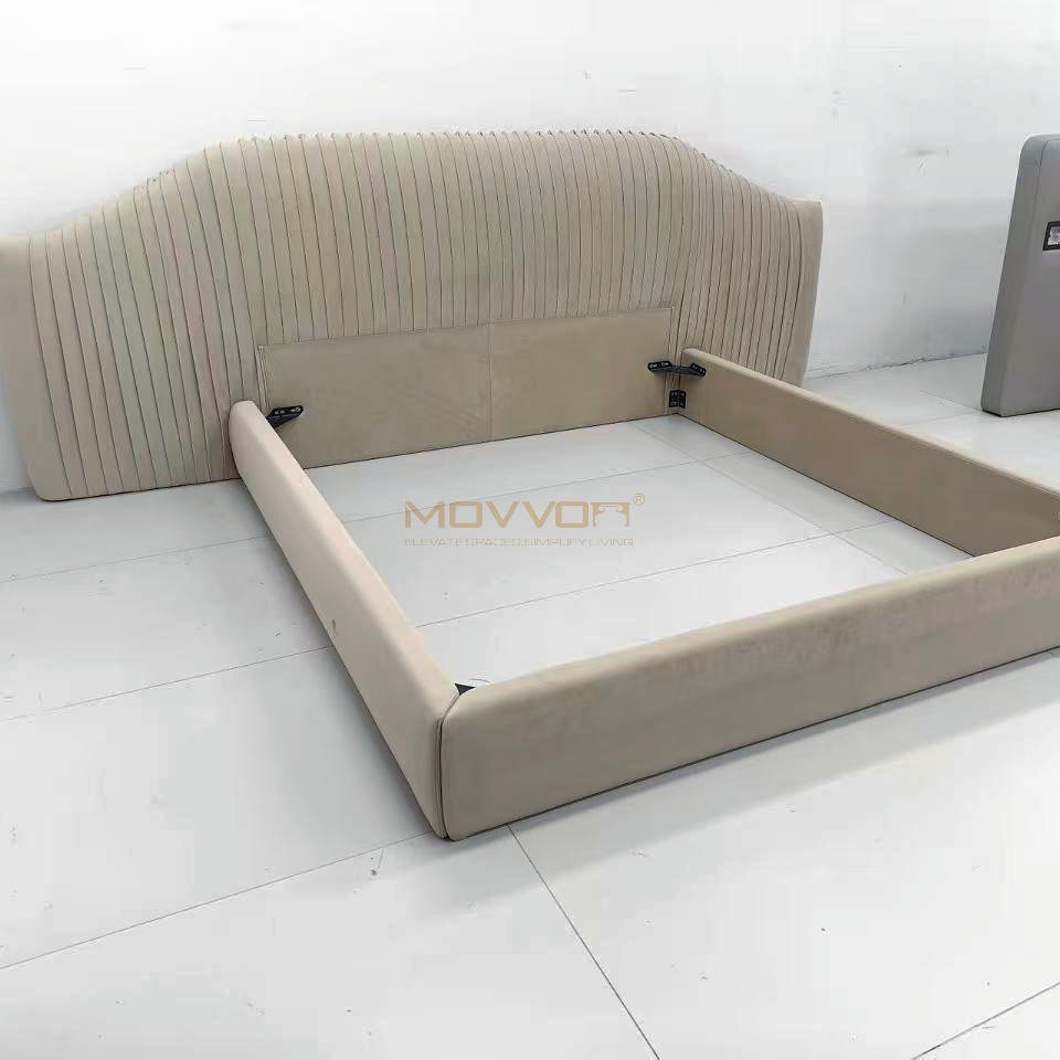 Arched Channel Upholstered Bed with Wide Low Platform Frame
