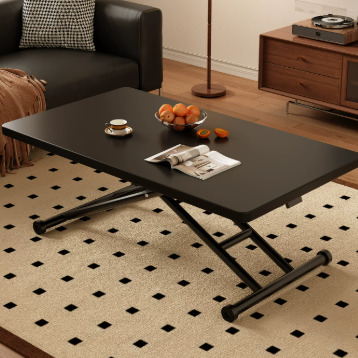 Portable Height Adjustable Coffee Table with X-Frame Rolling Base