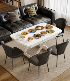 Sliding Leaf Lift Coffee Table with Marble-Effect Convertible Top