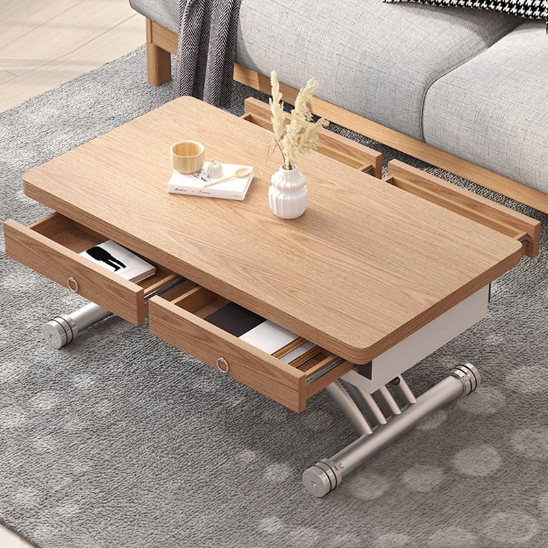 Drawer Lift Table with Flip-Up Worktop and Curved Base