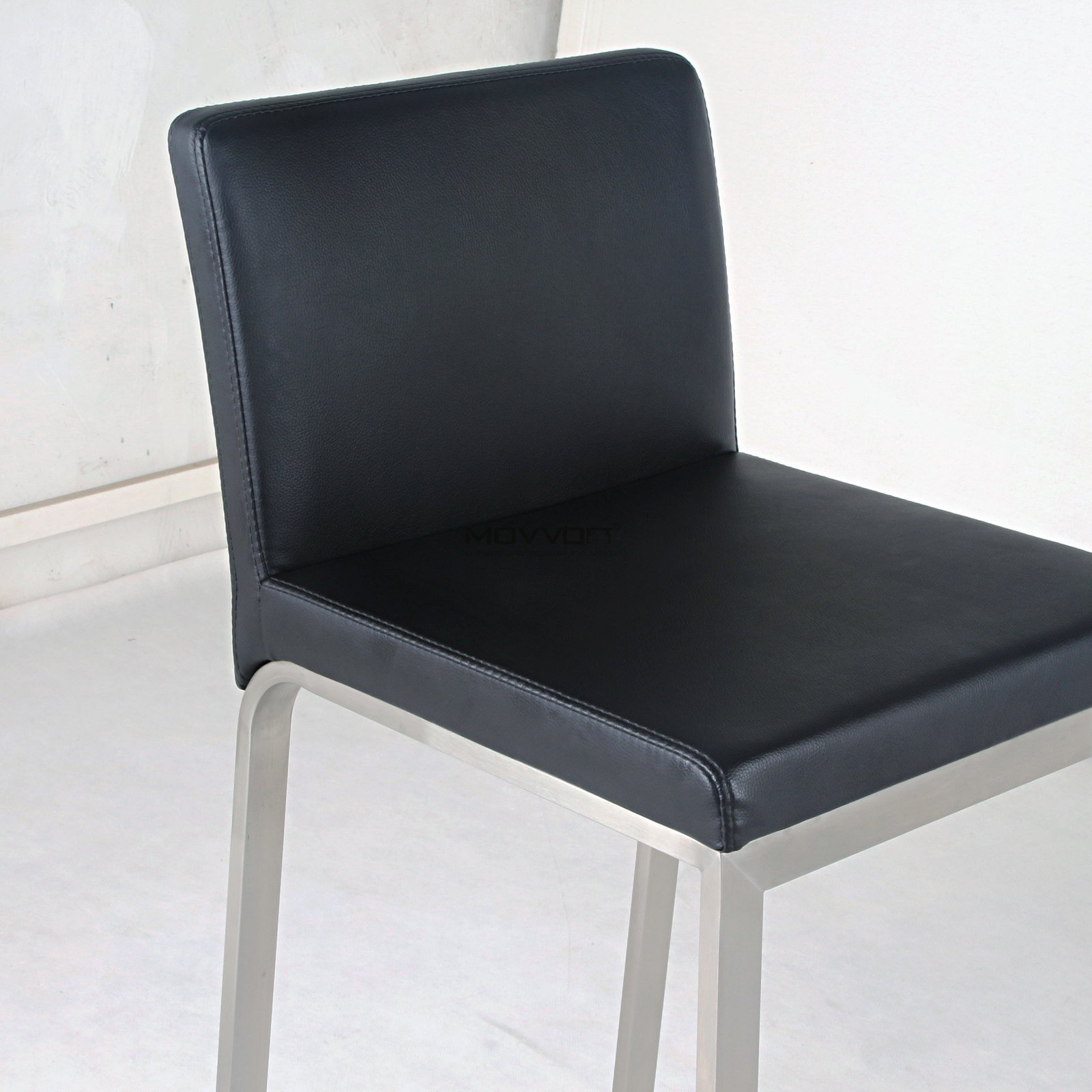 Black Upholstered Bar Chair with Arched Metal Footrest