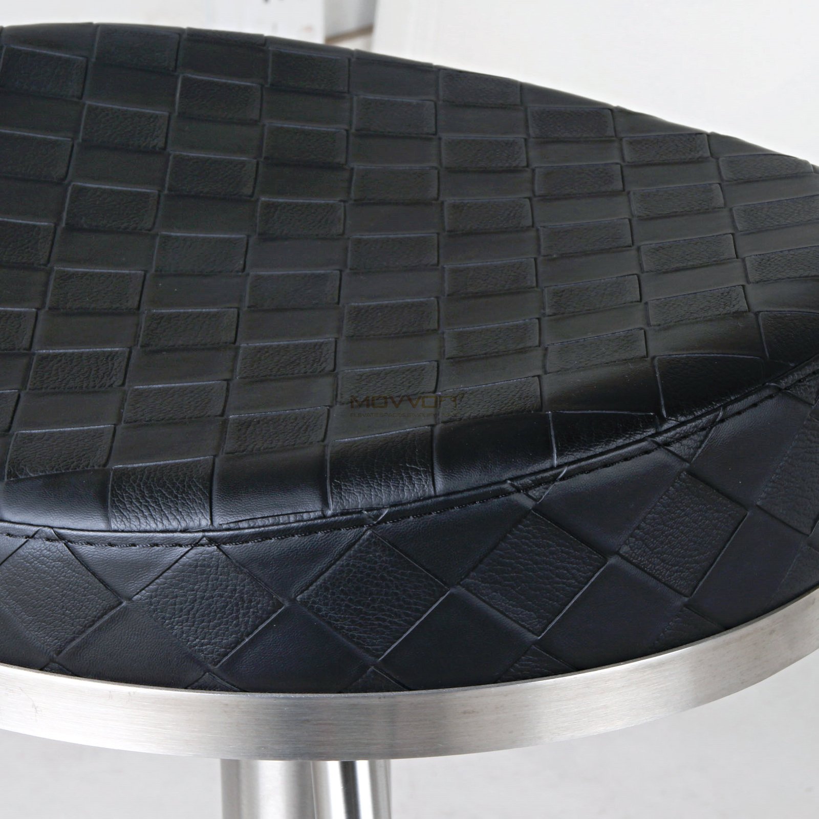 Backless Saddle Bar Stool with Quilted Seat and Round Pedestal Base