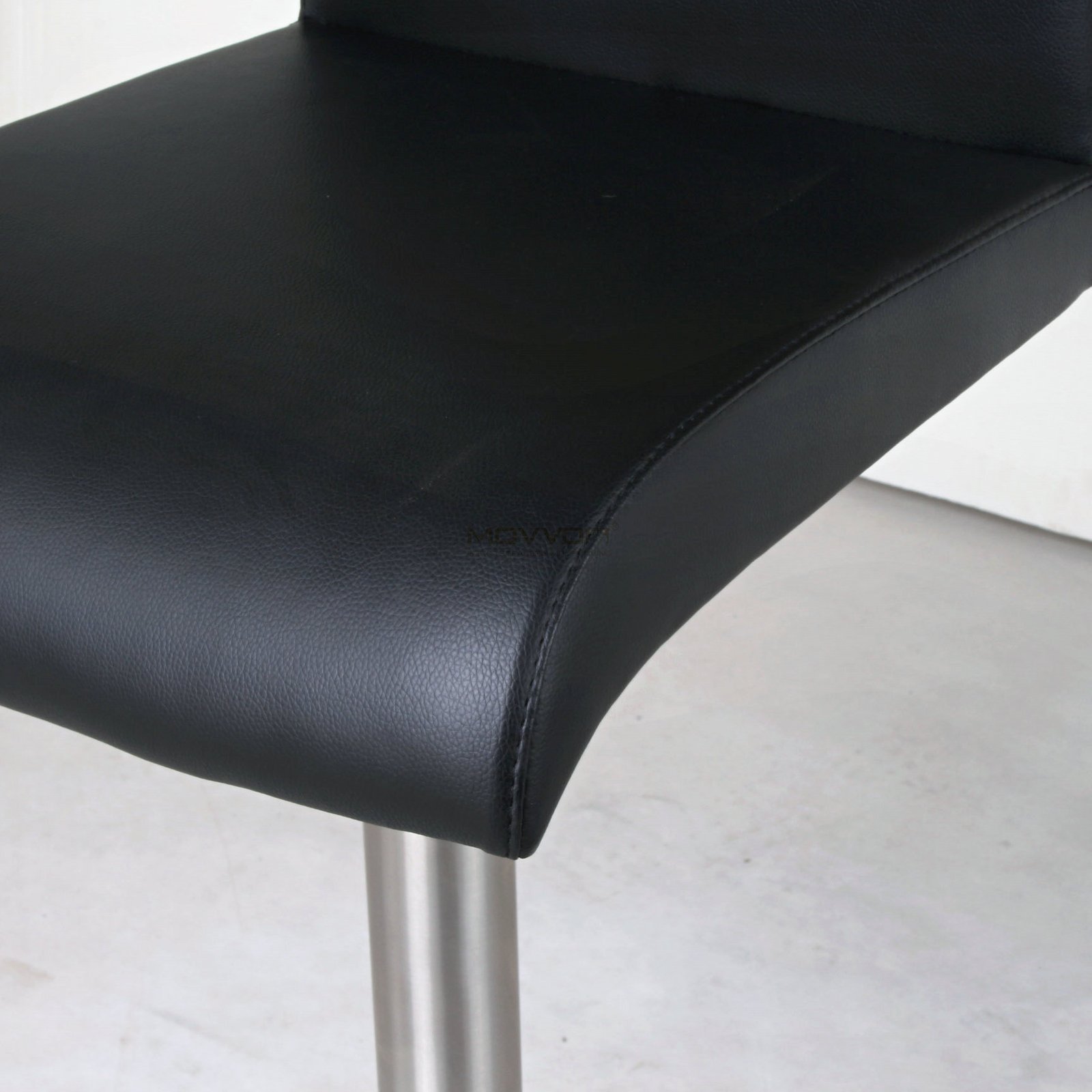 Black Waterfall Seat Bar Stool with Crescent Footrest and Round Base