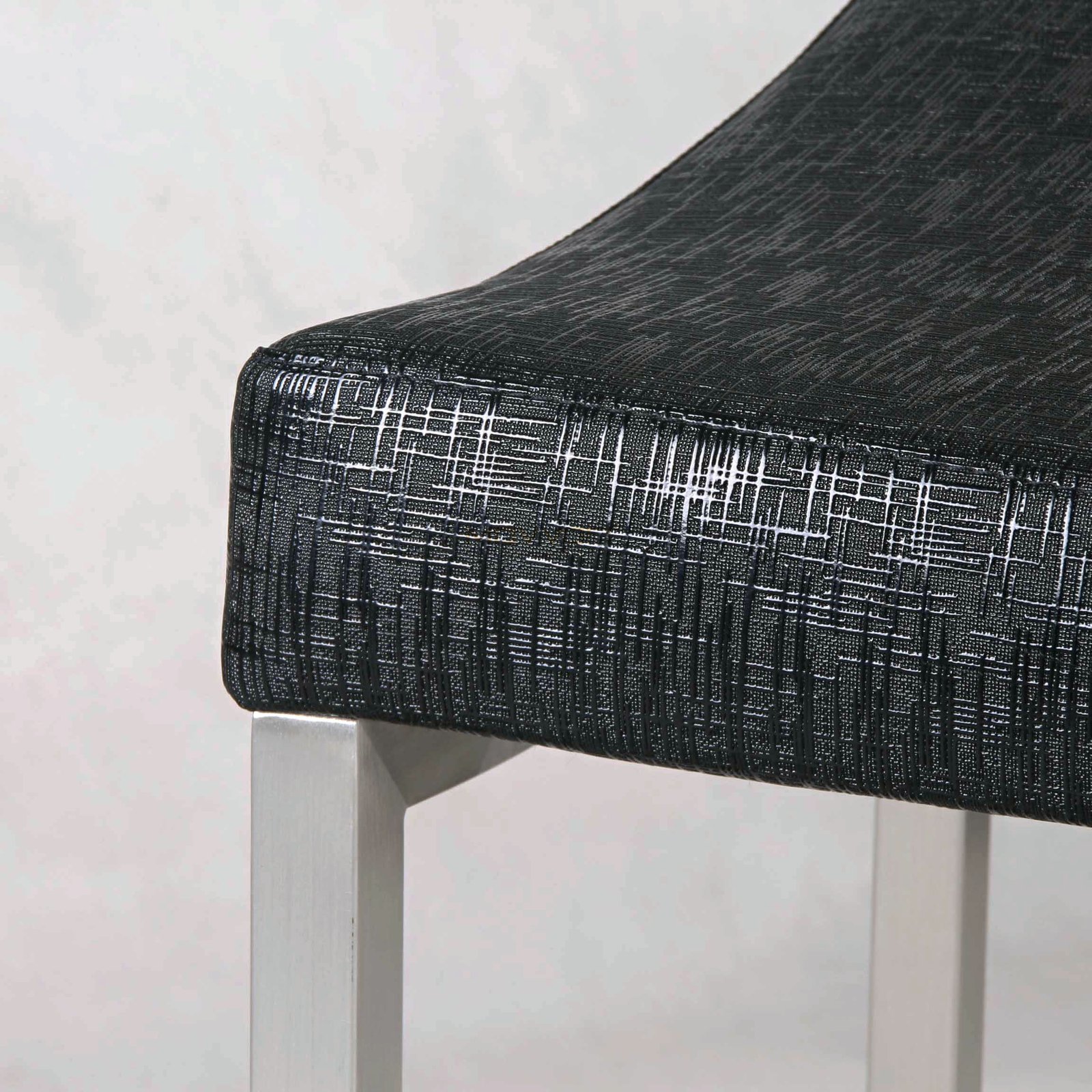 Crosshatch Black Bar Stool with Side-Frame Footrest and Square Base
