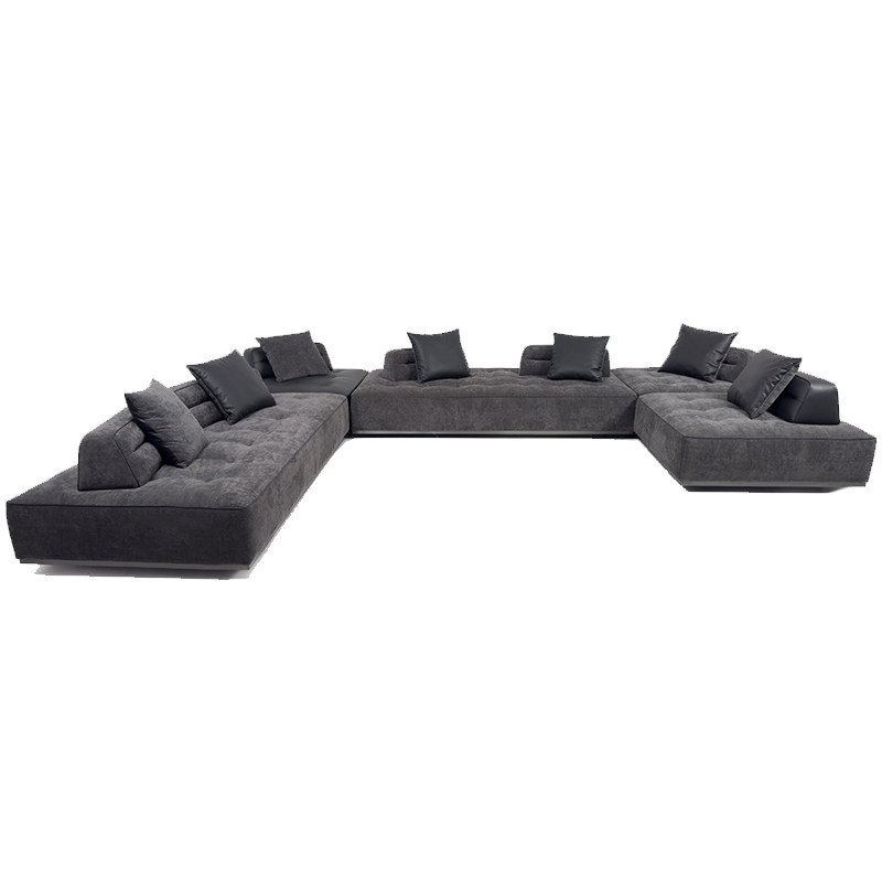 Grey Tufted Modular Sofa System for Flexible Lounge Planning