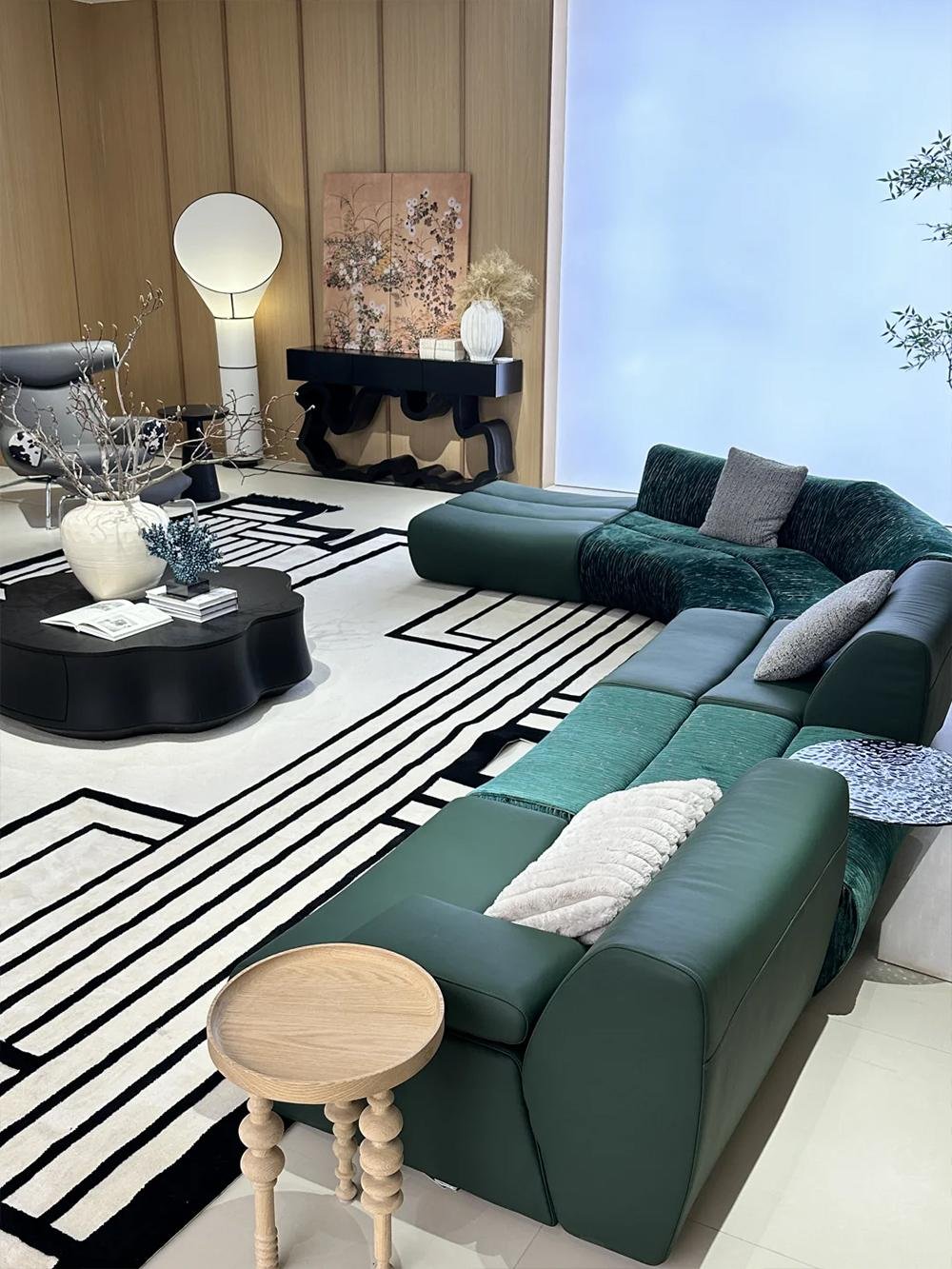 Emerald Mixed-Material Modular Sofa for Extended Lounge Layouts