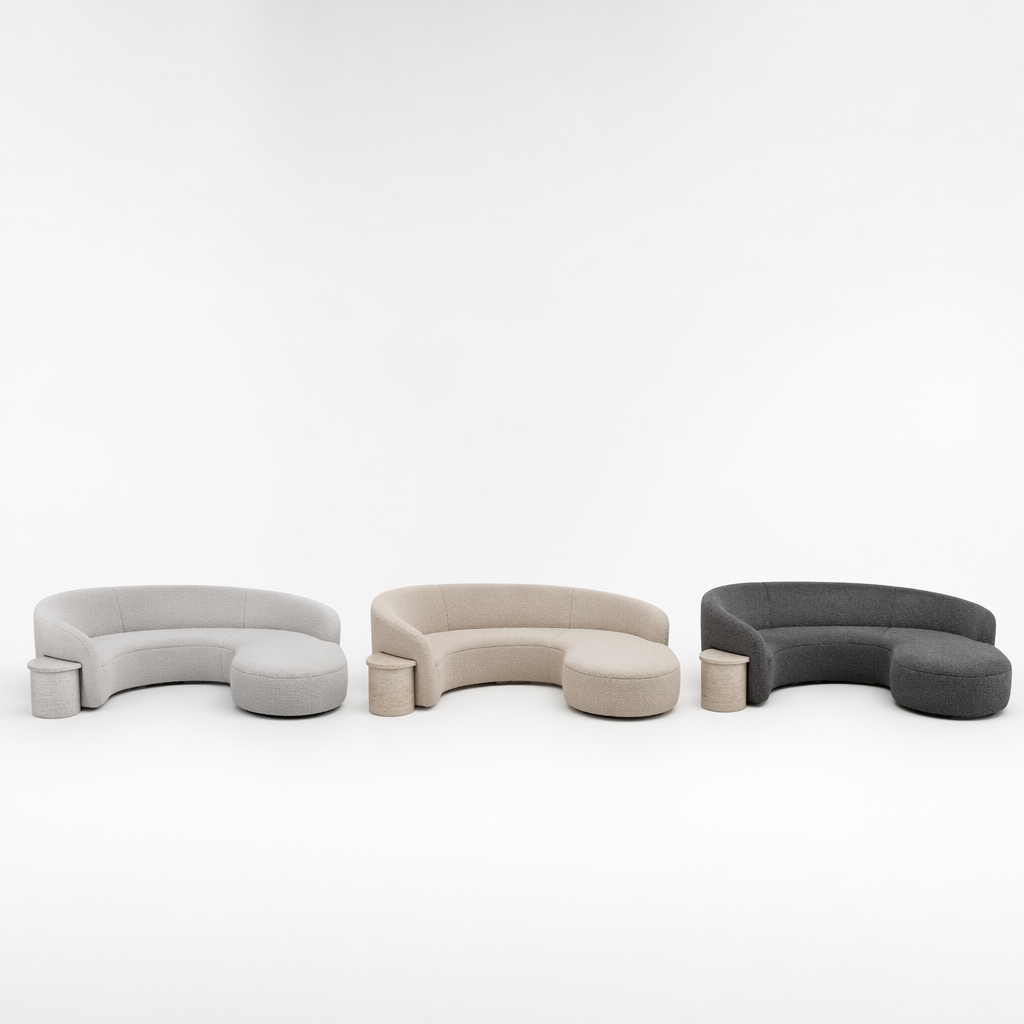 Twin-Round-End Cloud Sofa with Low Back Modular Seating