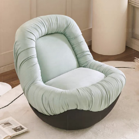 Mint Green Ruched Lounge Chair on a Black Bowl-Shaped Base