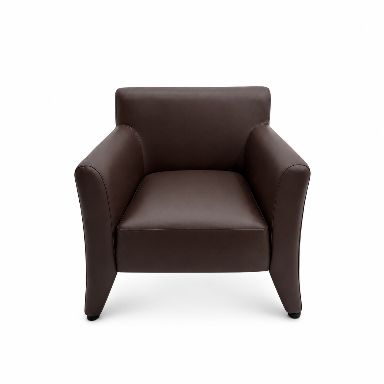 Dark Brown Leather-Look Club Chair with Sloped Arm Panels