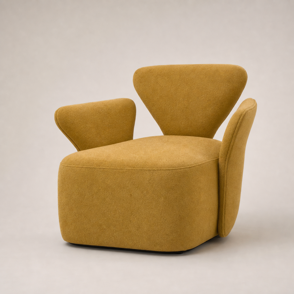 Mustard Petal Lounge Chair with Sculpted Cushion Wings
