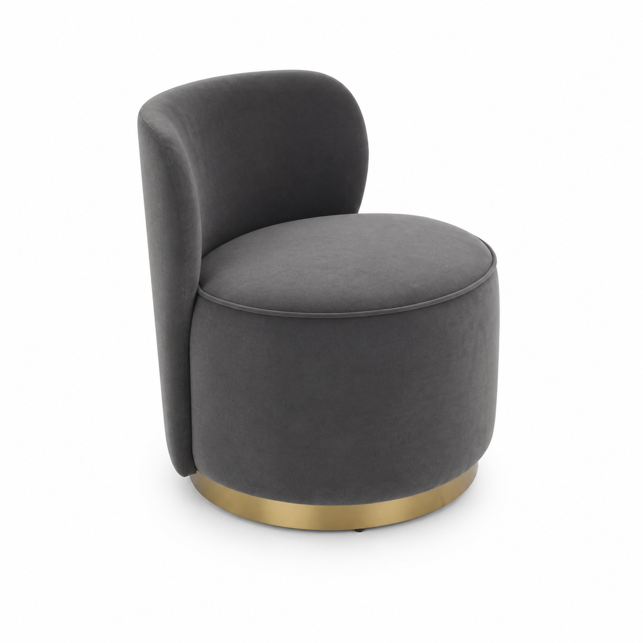 Blush Pink Barrel Vanity Chair on a Gold Plinth Base