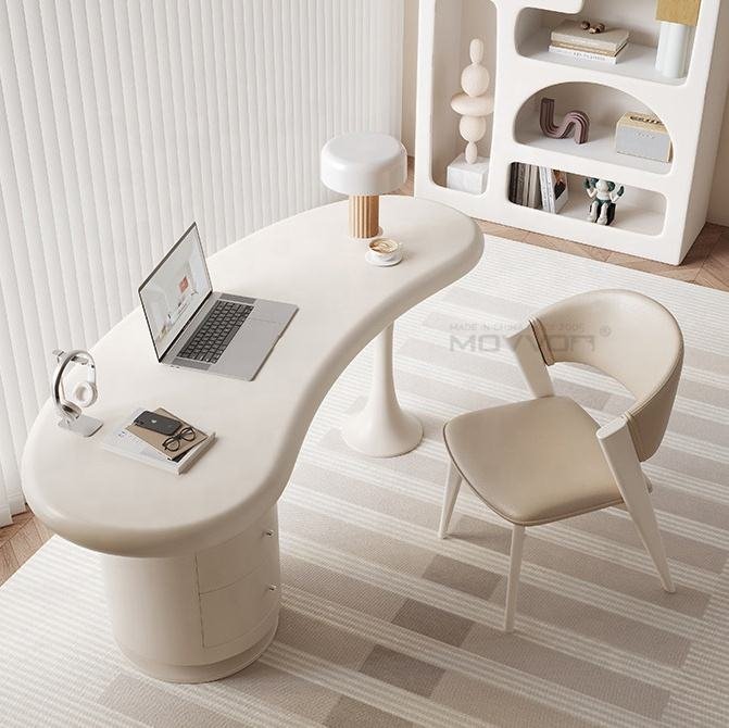 Cloud Curve White Executive Office Desk with Integrated Storage Pedestal