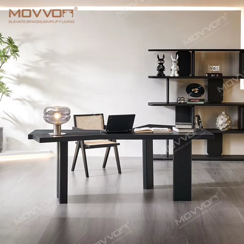 Irregular Woodgrain Office Table for Creative Workspaces and Studios